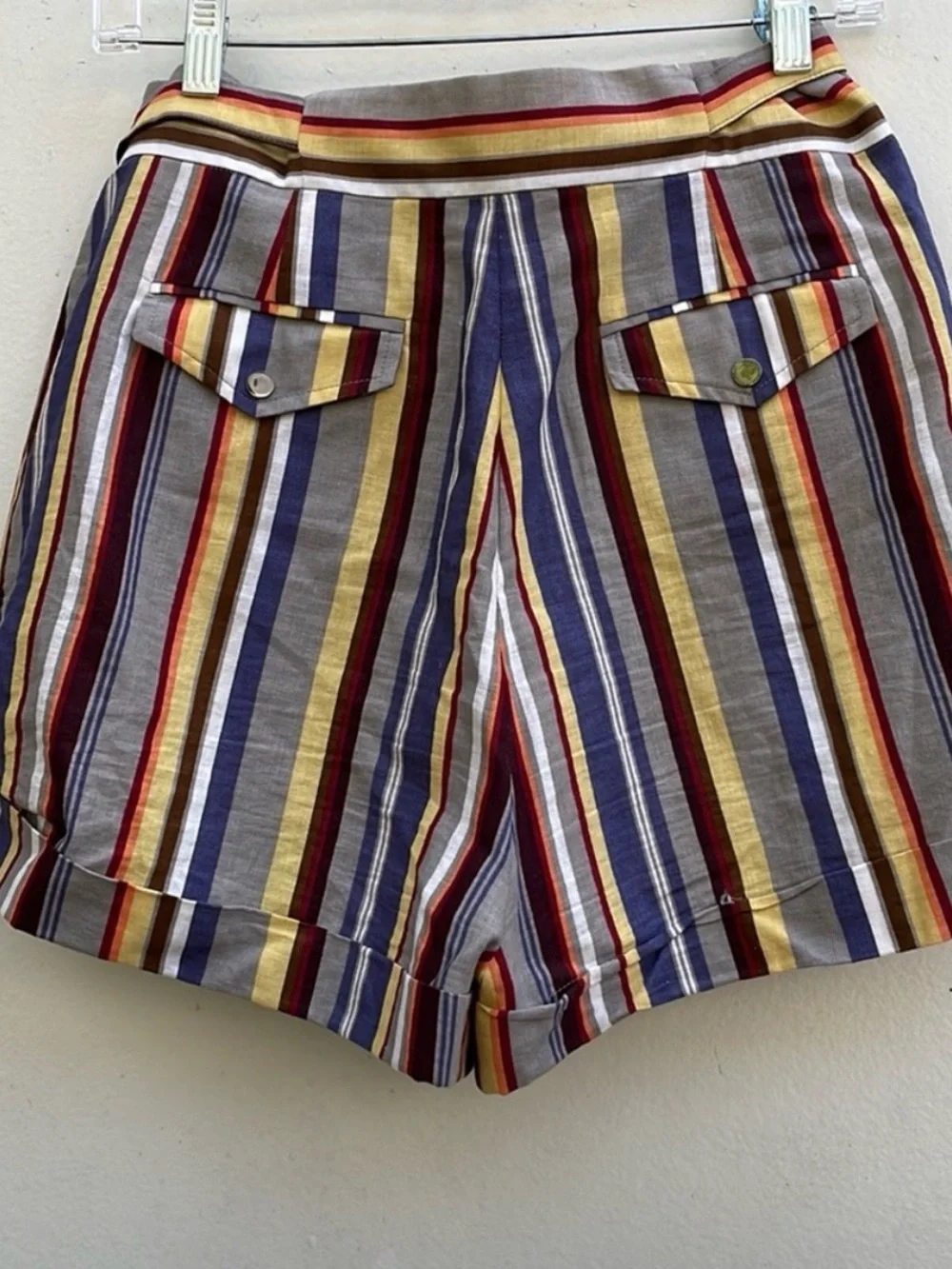 Zimmermann Multicolor Striped Cargo Shorts - Red, Blue, Yellow, Tan